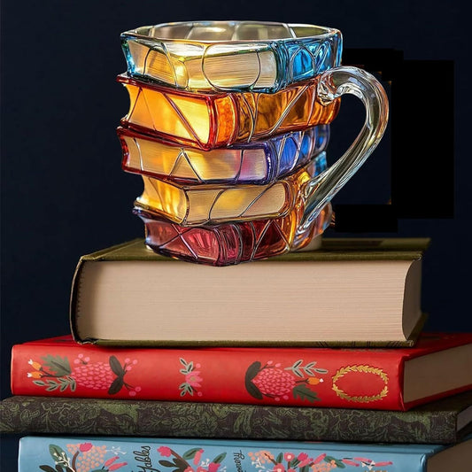 Painted Book Coffee Cup Unique Book Stacking Coffee Cup