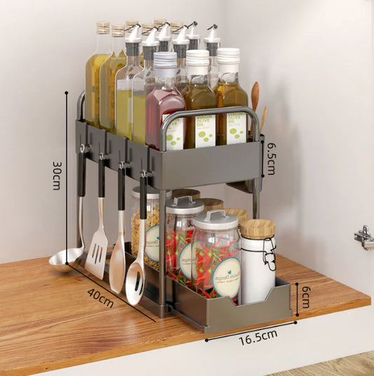 Double Layer Pull-Out Spice Rack Organizer