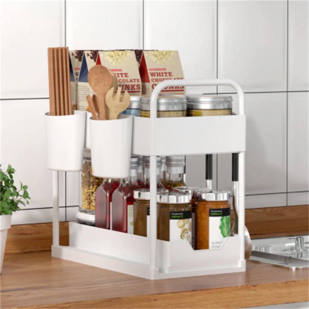 Double Layer Pull-Out Spice Rack Organizer