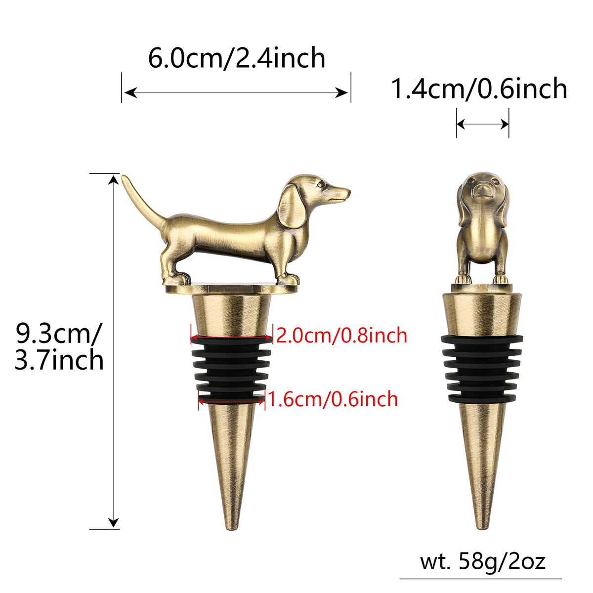 A Dachshund-shaped Red Wine Stopper, A Household Wine Champagne Stopper, An Interesting Dachshund Dog Wine Stopper, Suitable For Men And Women's Birthday Gifts, Halloween, Christmas, Father's Day, Mot
