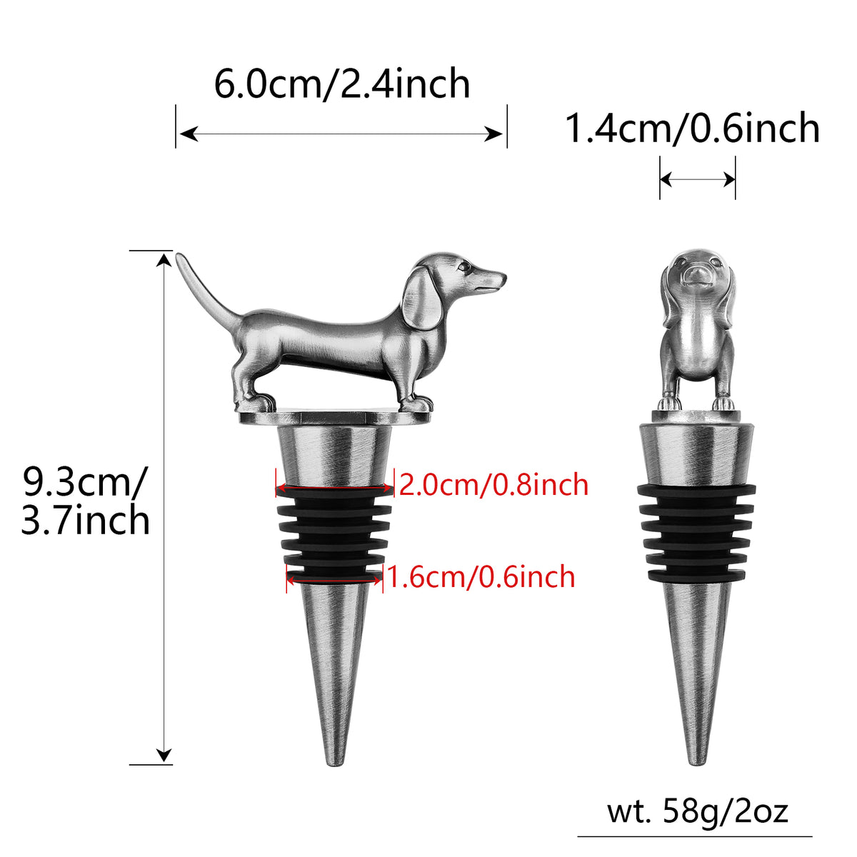 A Dachshund-shaped Red Wine Stopper, A Household Wine Champagne Stopper, An Interesting Dachshund Dog Wine Stopper, Suitable For Men And Women's Birthday Gifts, Halloween, Christmas, Father's Day, Mot
