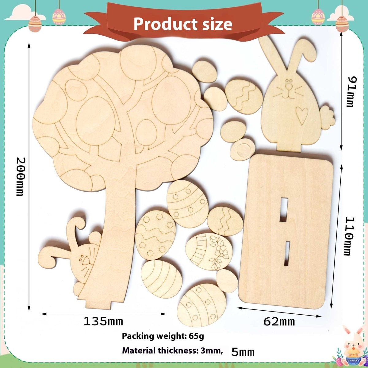 Easter Egg Wooden Creative Children's Ornaments