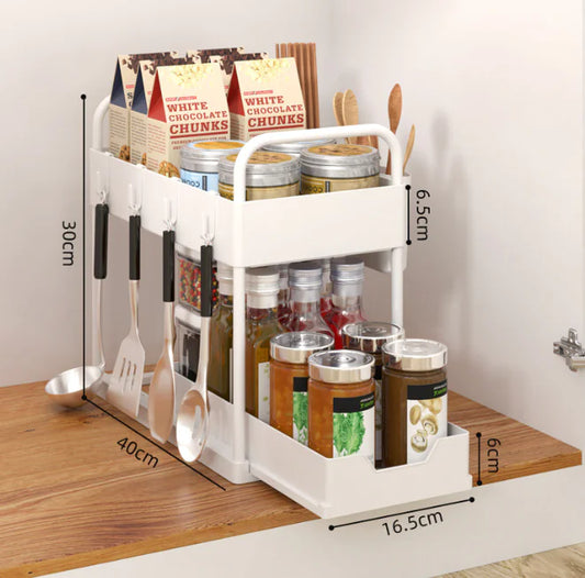 Double Layer Pull-Out Spice Rack Organizer