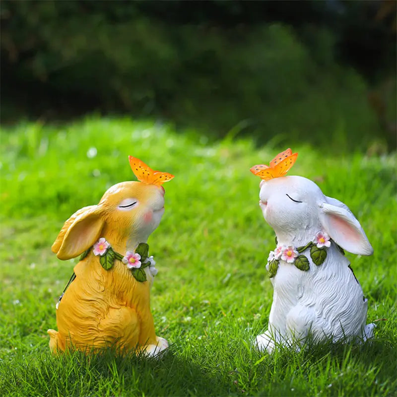 Solar Powered Rabbit Shaped Butterfly Garden Ornament