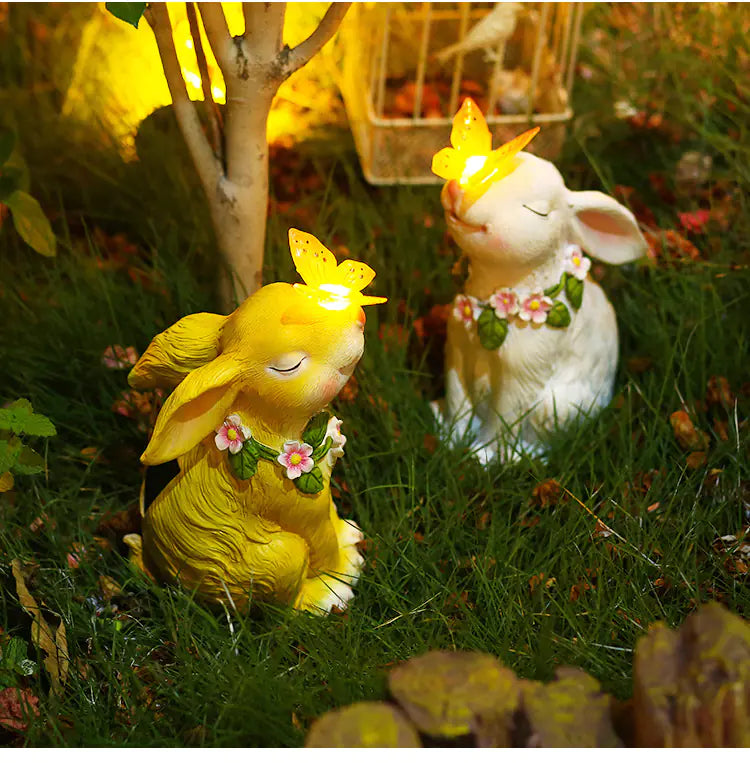 Solar Powered Rabbit Shaped Butterfly Garden Ornament